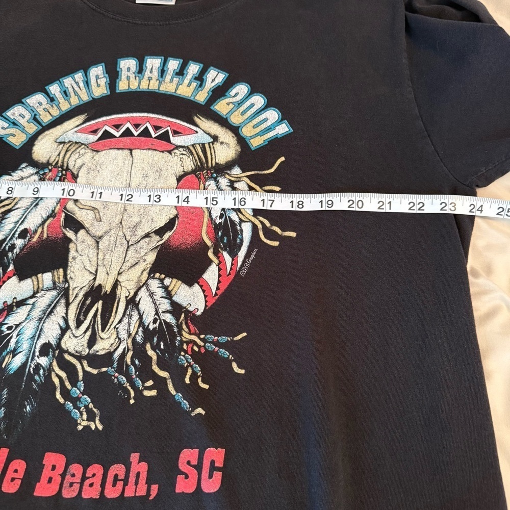 Vintage Myrtle Beach Spring Bike Rally 2001 Shirt Mens Size XL Black Skull Biker - Picture 7 of 11